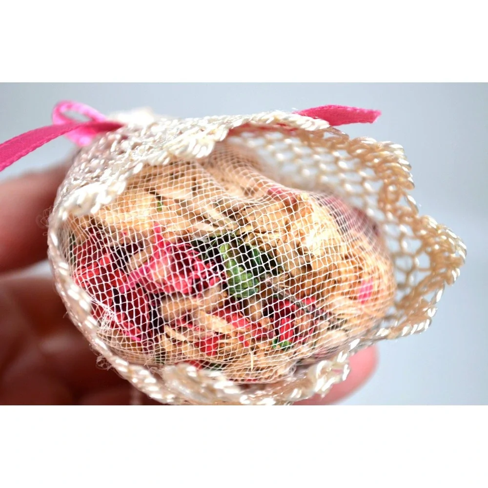 Vintage Victorian Style Hanging Christmas Tree Ornament Satchel Bisque Face 9